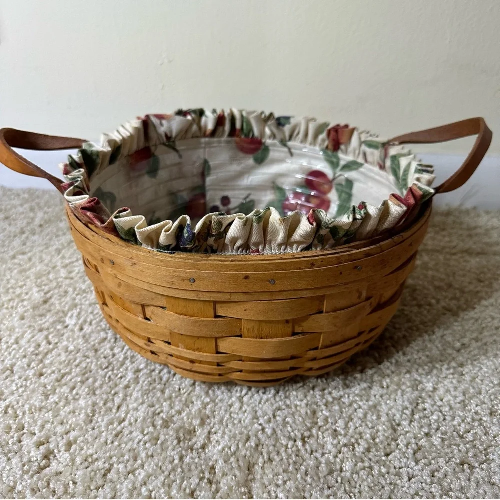 Longaberger Woven Traditions Round Basket Leather Handles‎ Protector/Liner